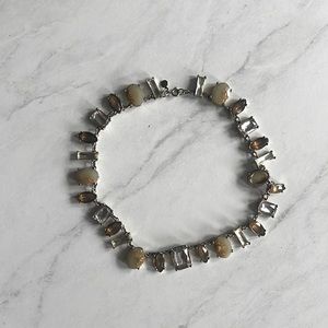 Short Loft Statement Necklace - Silver and Crystal Beads